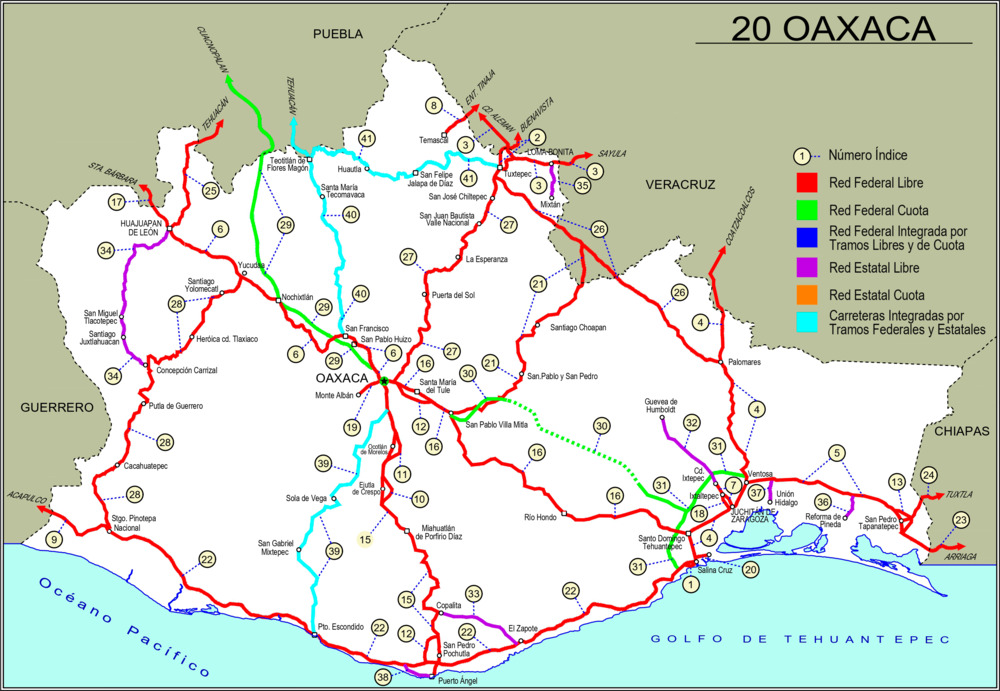 mapa de carreteras de Oaxaca-imagen-de-portada