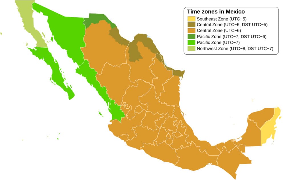 mapa de zonas horarias de México-imagen-de-portada
