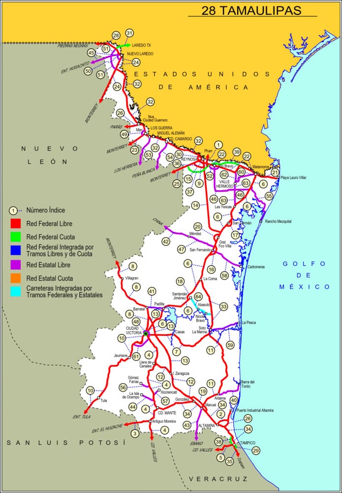 mapa de carreteras de Tamaulipas-imagen-de-portada