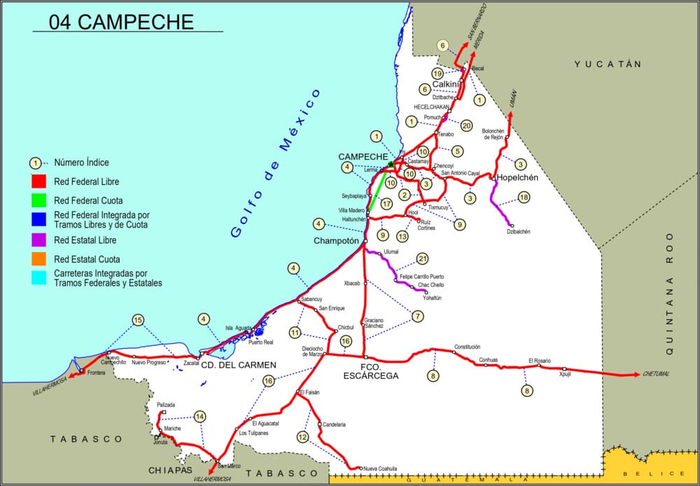 mapa de carreteras de Campeche-imagen-de-portada