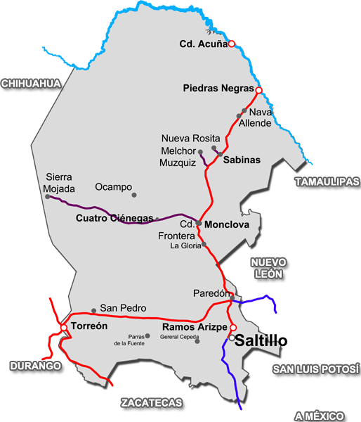 mapa de carreteras de Piedras Negras-imagen-de-portada