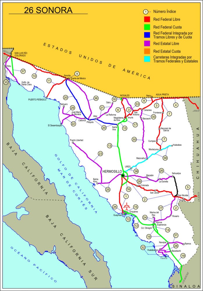 mapa de carreteras de Hermosillo-imagen-de-portada
